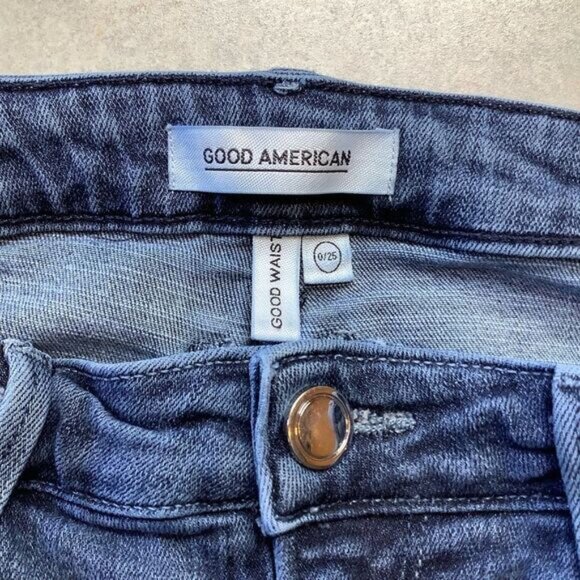 Good American Good Waist 0/25 Two Toned Side Panel Jeans - Picture 5 of 7